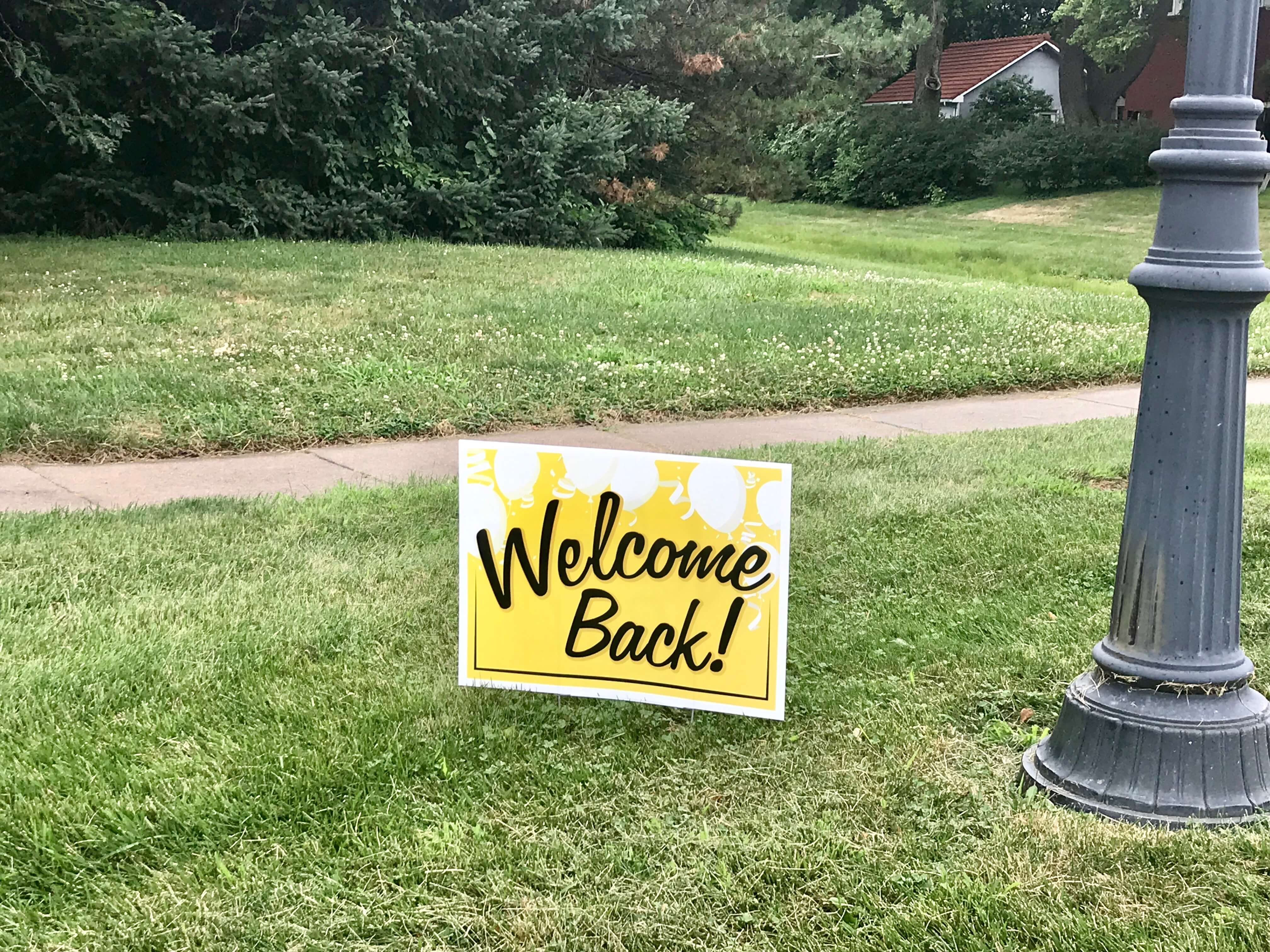 Welcome Back sign