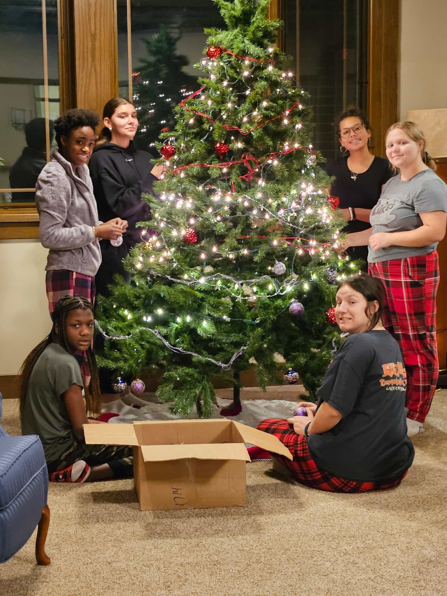 Decorating the Christmas tree